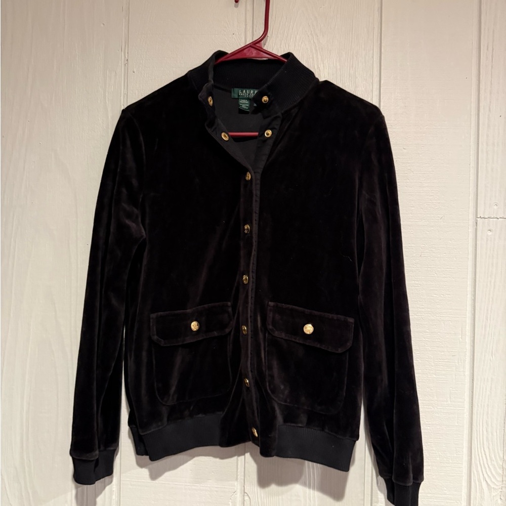 Ralph Lauren Black Velvet Bomber Jacket